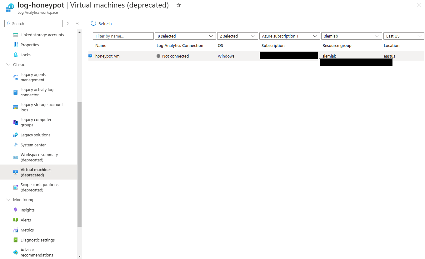 VM connection in the LA workspace. This is deprecated, and a bit hard to find.